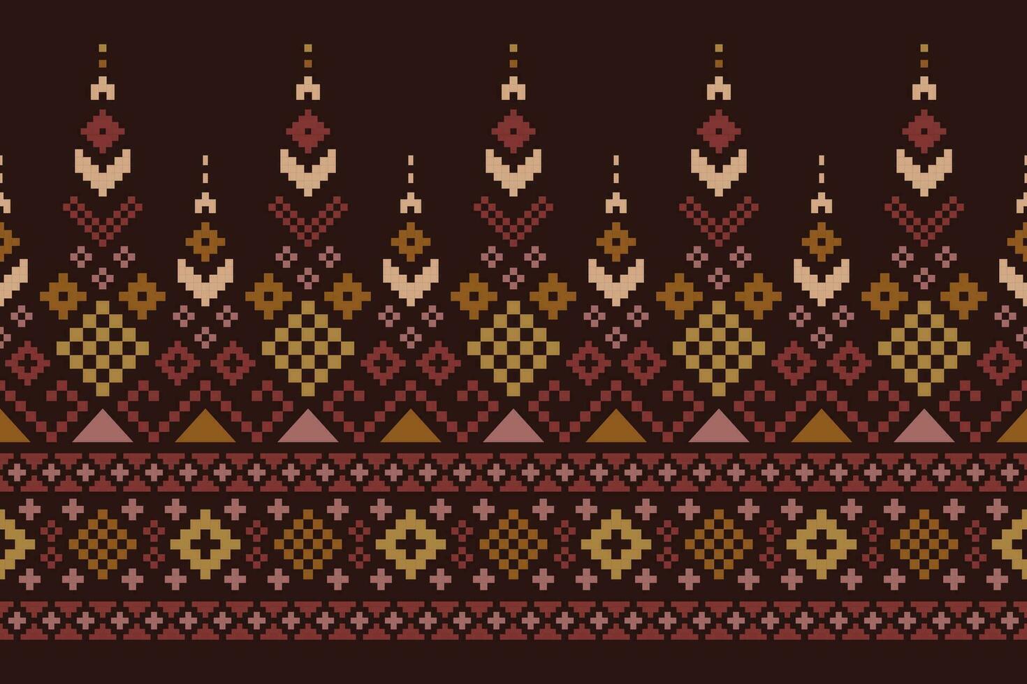 Red traditional ethnic pattern paisley flower Ikat background abstract Aztec African Indonesian Indian seamless pattern for fabric print cloth dress carpet curtains and sarong vector