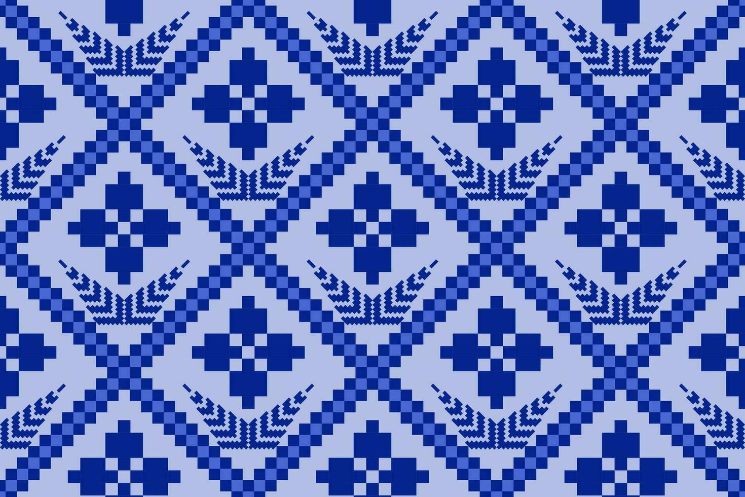 Indigo navy blue geometric traditional ethnic pattern Ikat seamless pattern border abstract design for fabric print cloth dress carpet curtains and sarong Aztec African Indian Indonesian vector