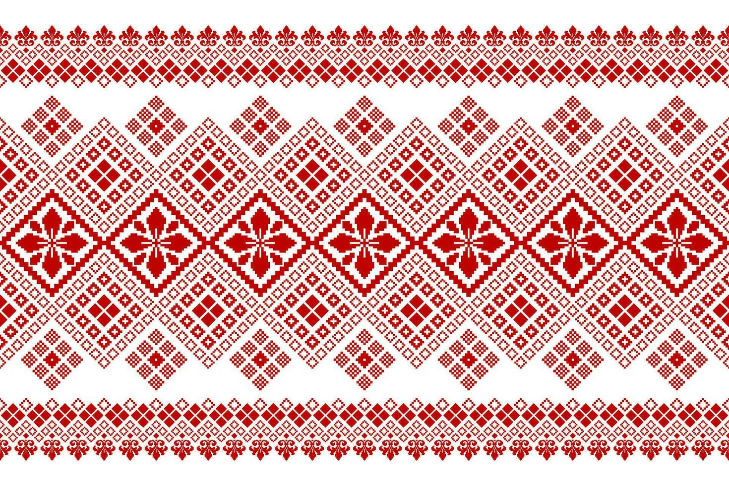 Red Cross stitch colorful geometric traditional ethnic pattern Ikat seamless pattern abstract design for fabric print cloth dress carpet curtains and sarong Aztec African Indian Indonesian vector