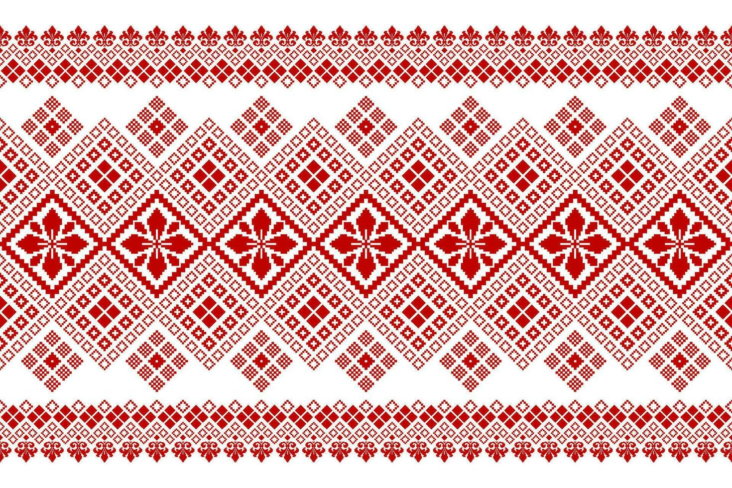 Red Cross stitch colorful geometric traditional ethnic pattern Ikat seamless pattern abstract design for fabric print cloth dress carpet curtains and sarong Aztec African Indian Indonesian vector