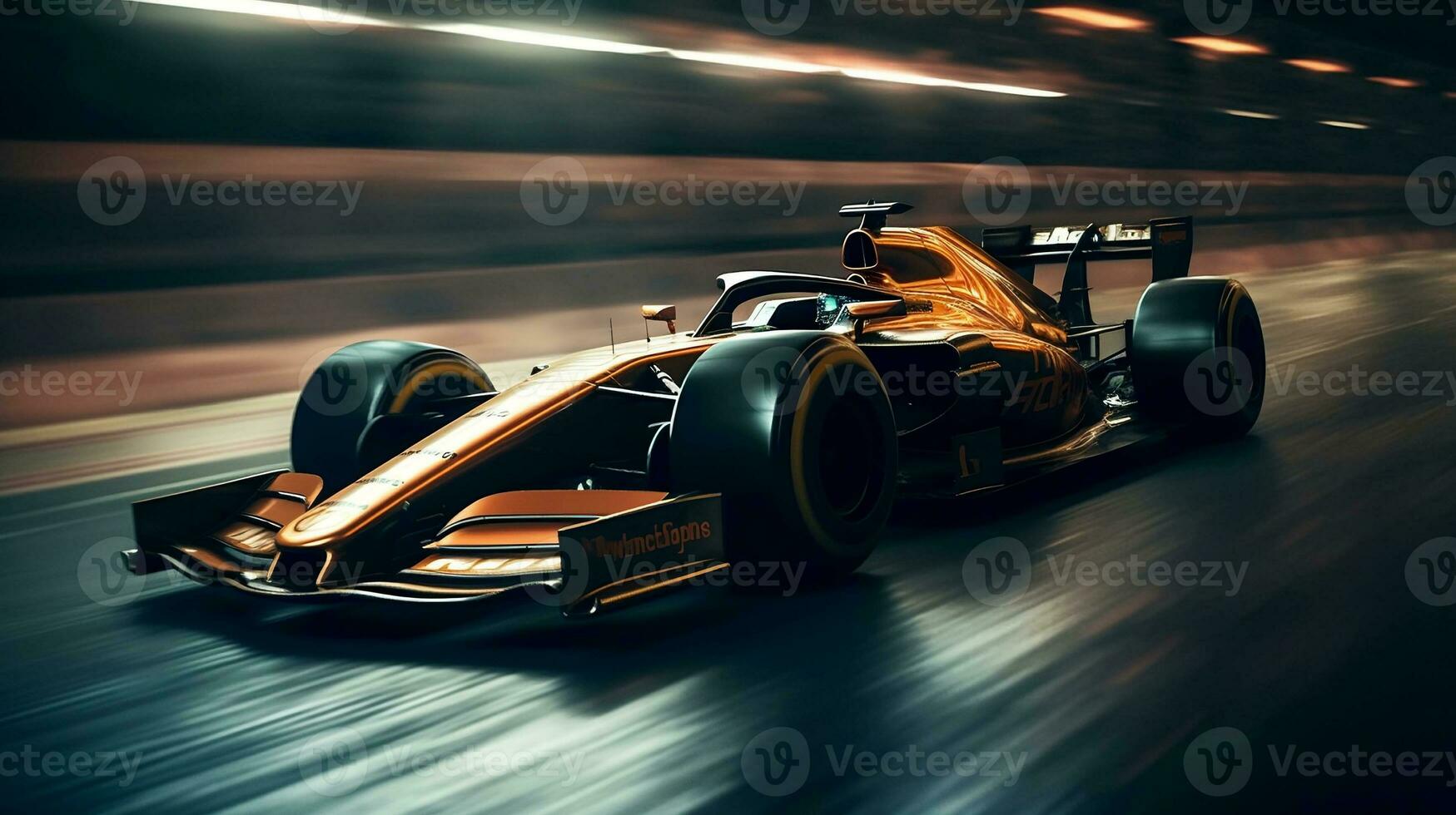 High-speed luxury Formula1 car running on a modern racetrack. created with Generative AI photo