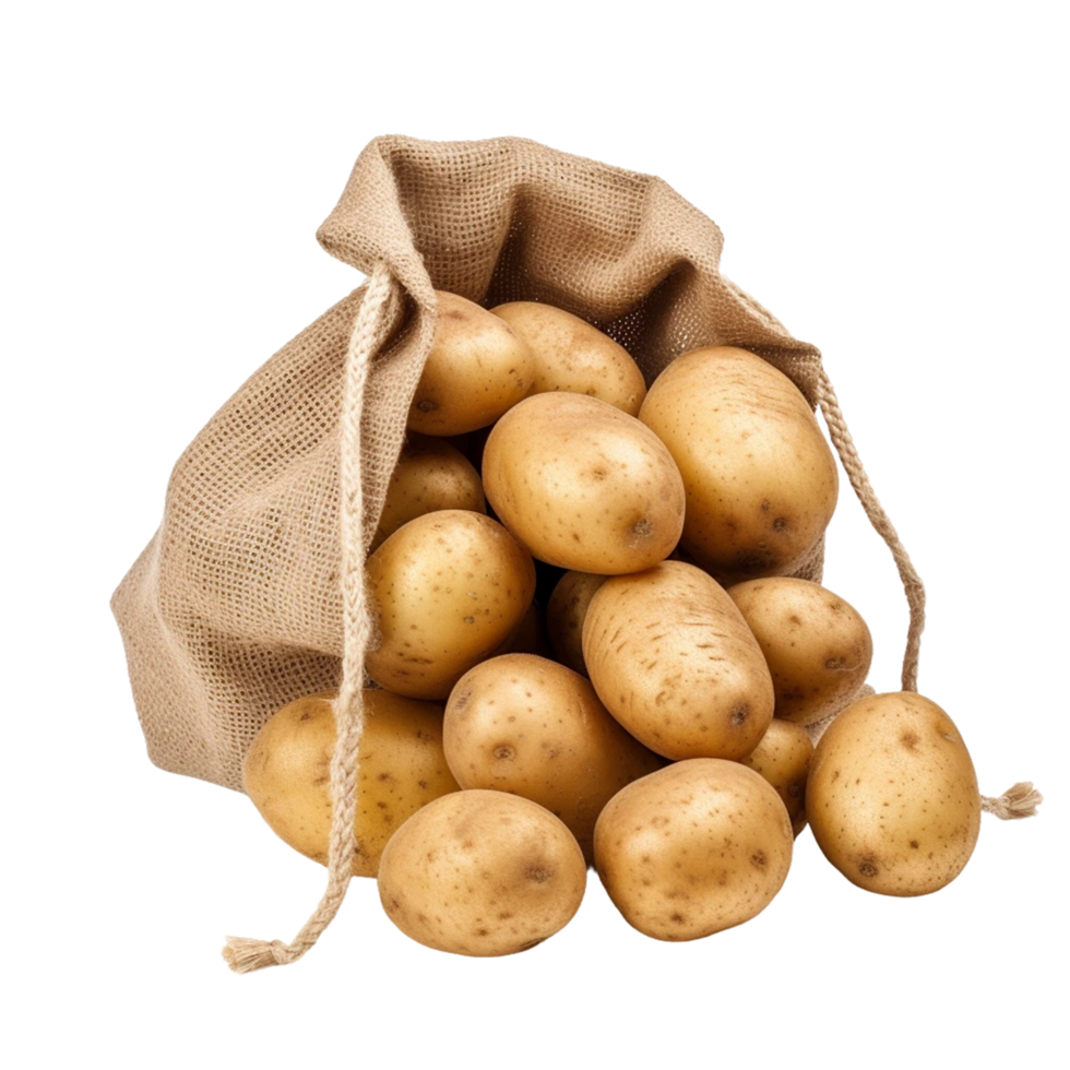 Potato in a bag isolated on a transparent background AI Generative png