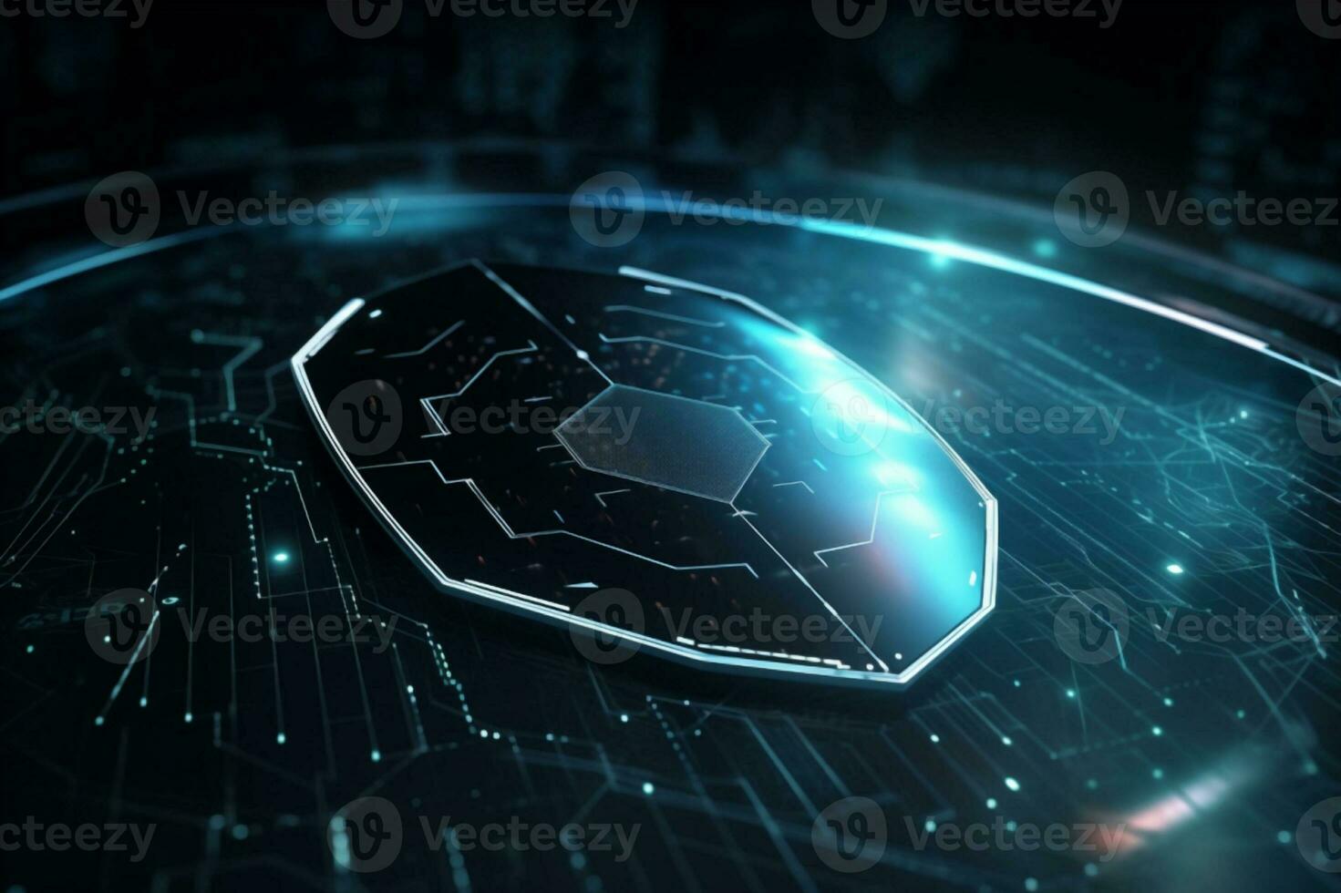Generative AI. Futuristic Data Shield The Background of Safety Technology and Secure Data Connections photo
