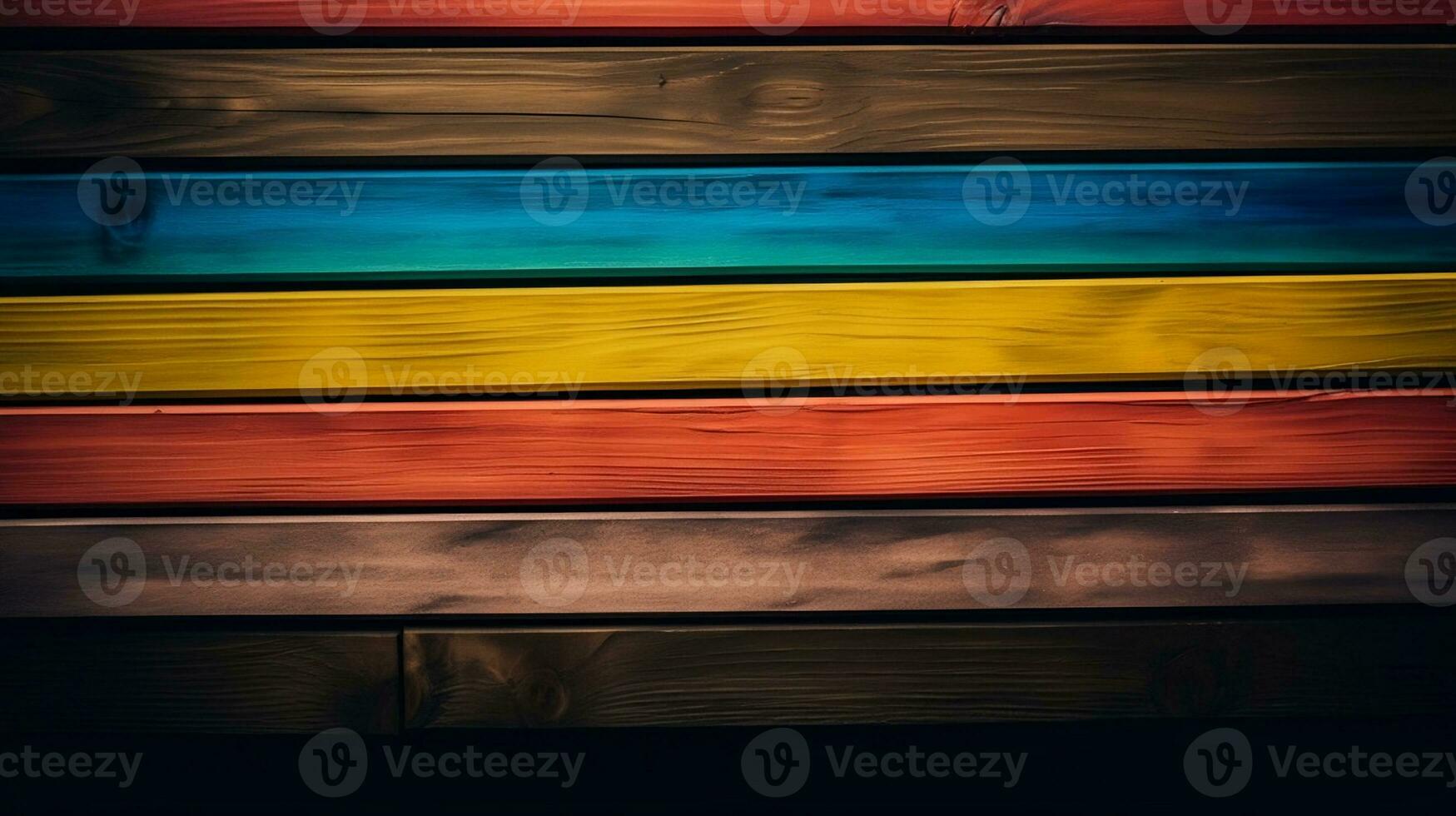 Vibrant Rainbow Wooden Planks Background Colorful Textured Wood for Design and Decoration. created with Generative AI photo