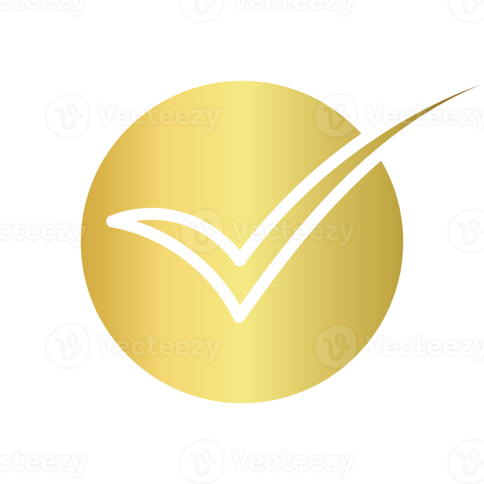 golden check mark icon circle gold certification seal png