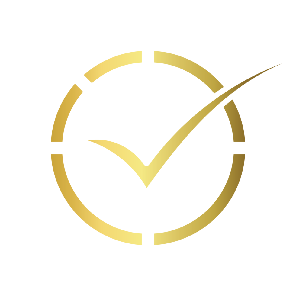 golden check mark icon circle gold certification seal png