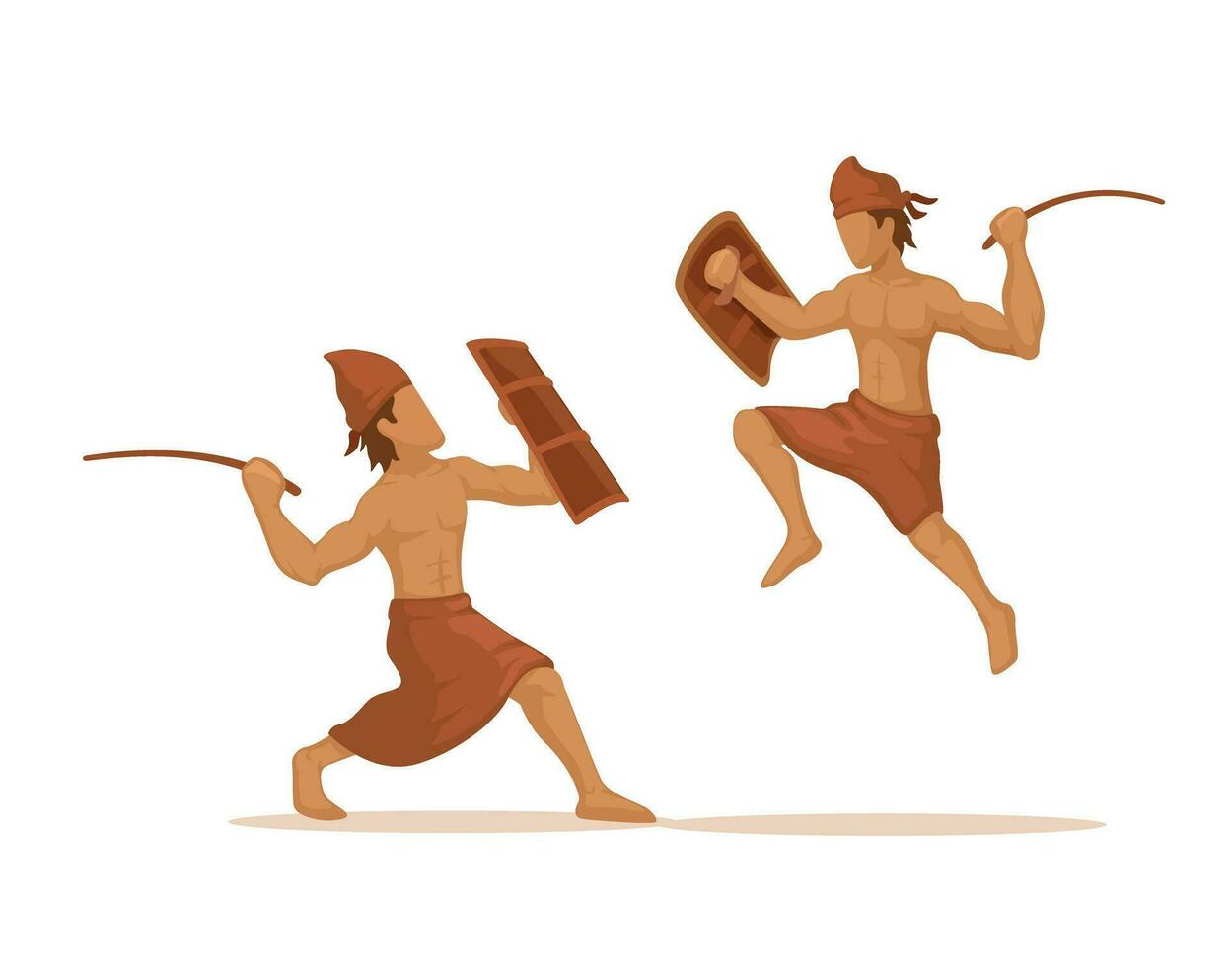 presean tradicional luchando ritual desde lombok, Indonesia dibujos animados ilustración vector