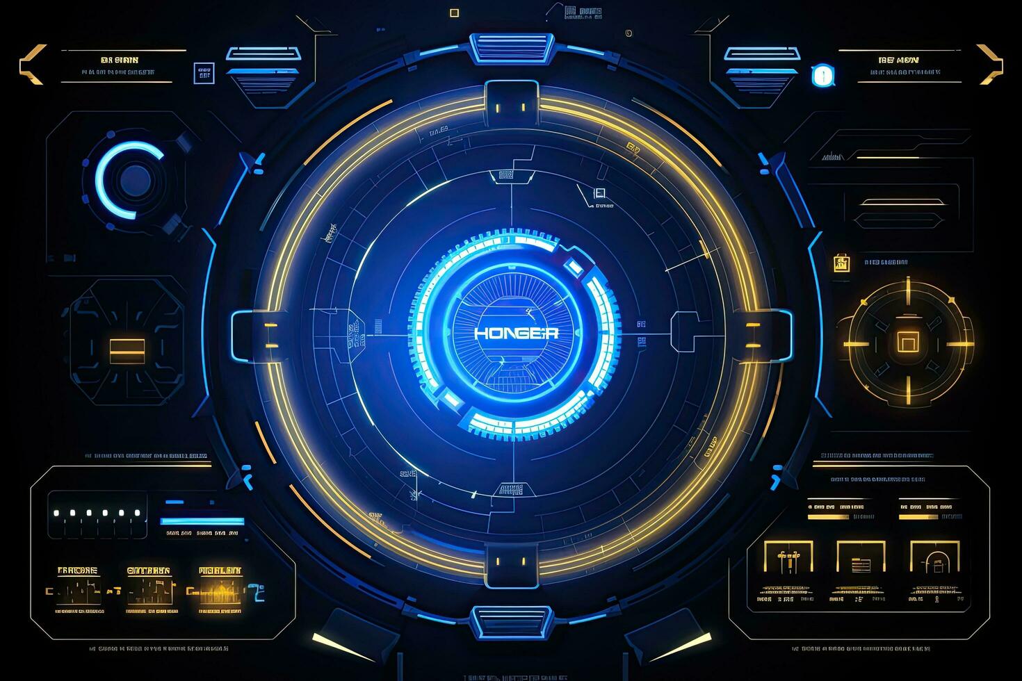 Futuristic virtual graphic touch user interface, HUD. For web, site, mobile applications isolated on black background, techno, online design, business, HUD Futuristic Interface.Hud, AI Generated photo