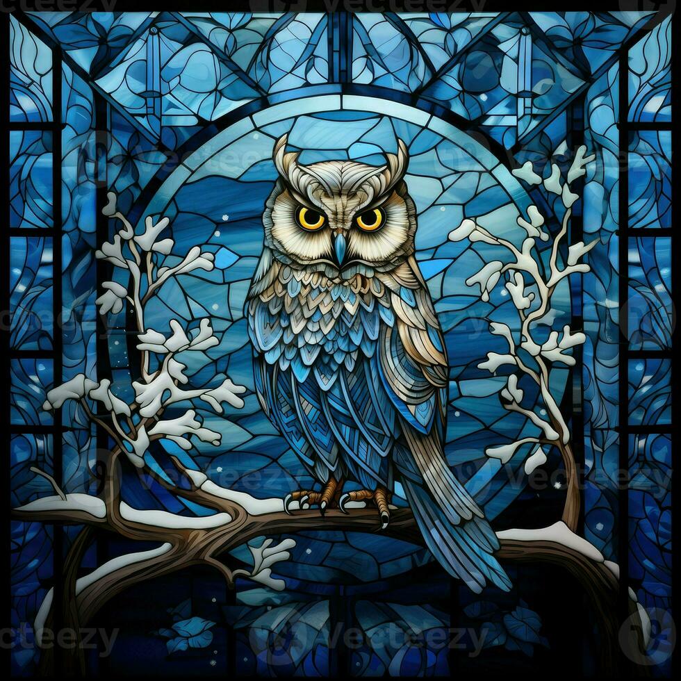 Owl in stained glass style photo