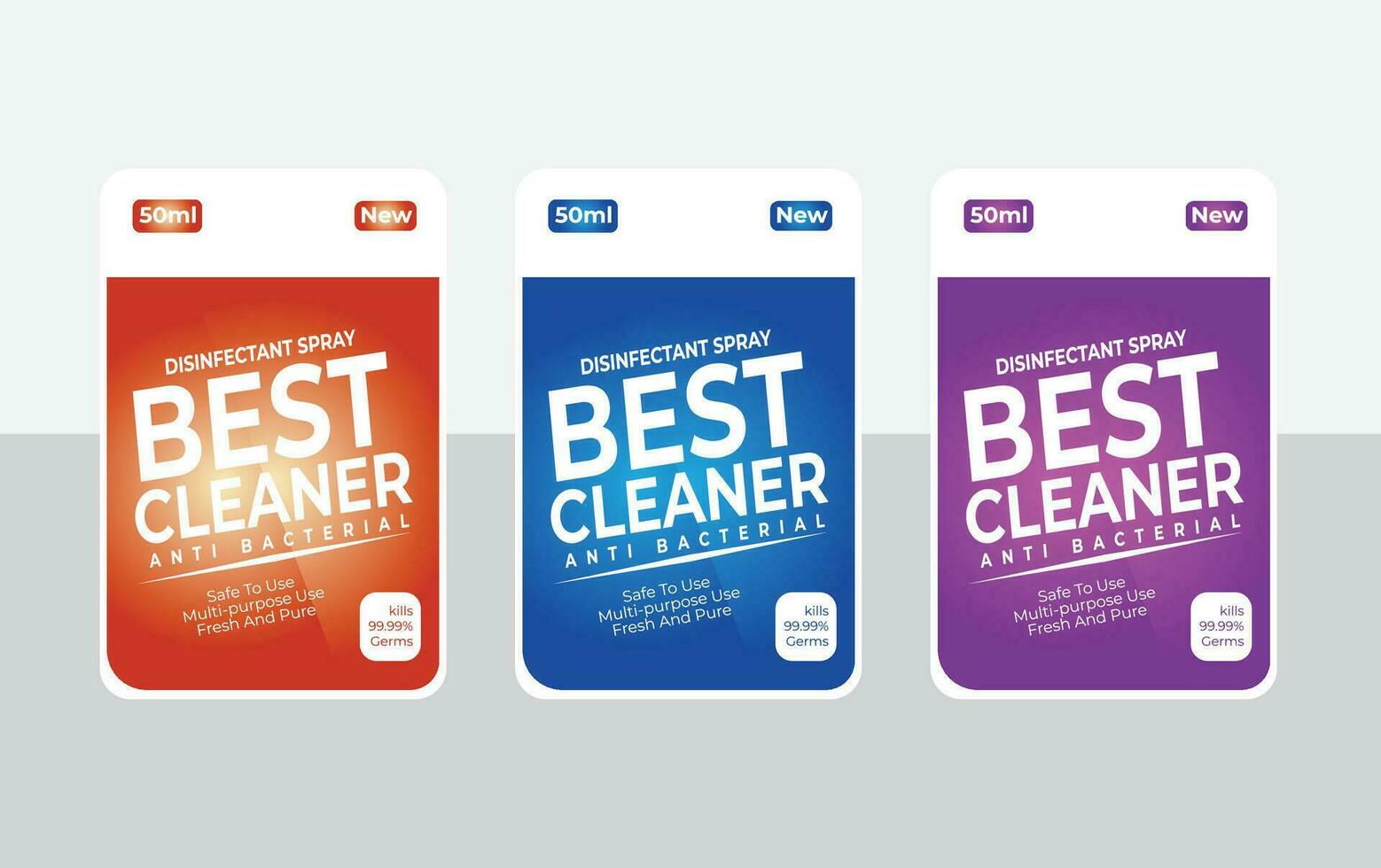 Virucidal and bactericidal cleaner labels Super cleaner and disinfectant labels set of two Detergent wash labels design set of two Power wash and cleaner label template design vector