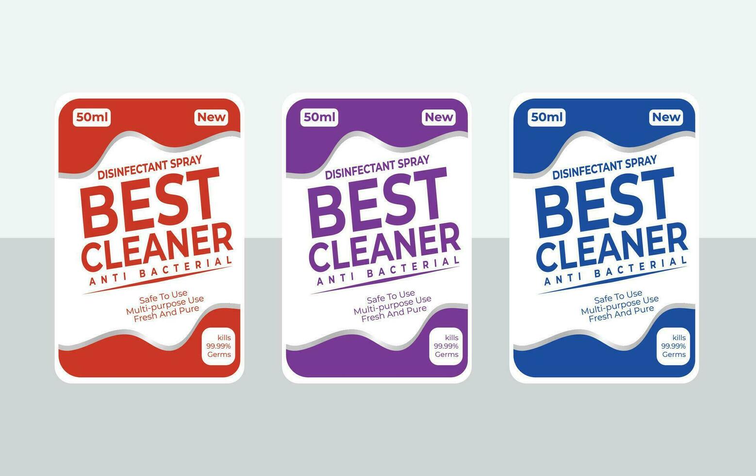 Virucidal and bactericidal cleaner labels Super cleaner and disinfectant labels set of two Detergent wash labels design set of two Power wash and cleaner label template design vector