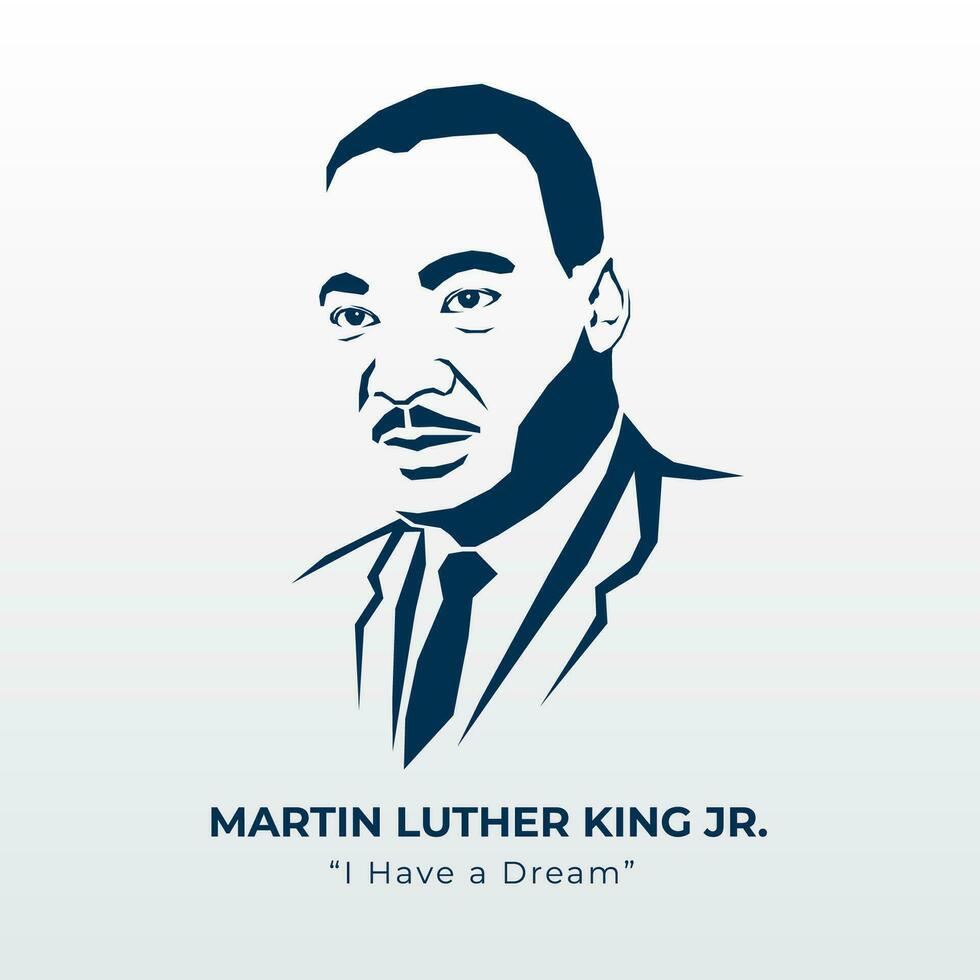 Martin Luther King Jr Vector illustration poster using dark blue color and gradient white background