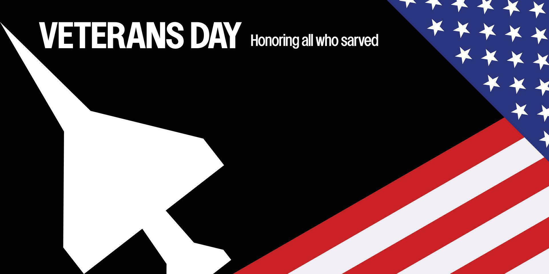 veterans day celebration background, American flag vector with airplane icon free copy space area. design for banner, greeting card, poster, flyer, social media, web.