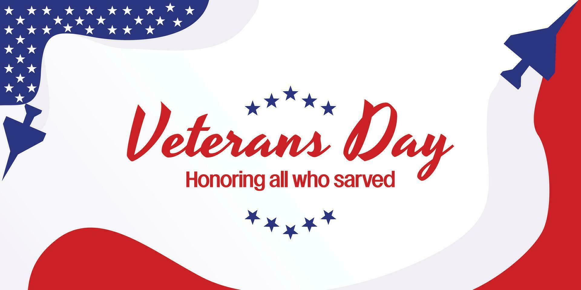 veterans day celebration background, vector american flag with airplane icon. design for banner, greeting card, flyer, social media, web.