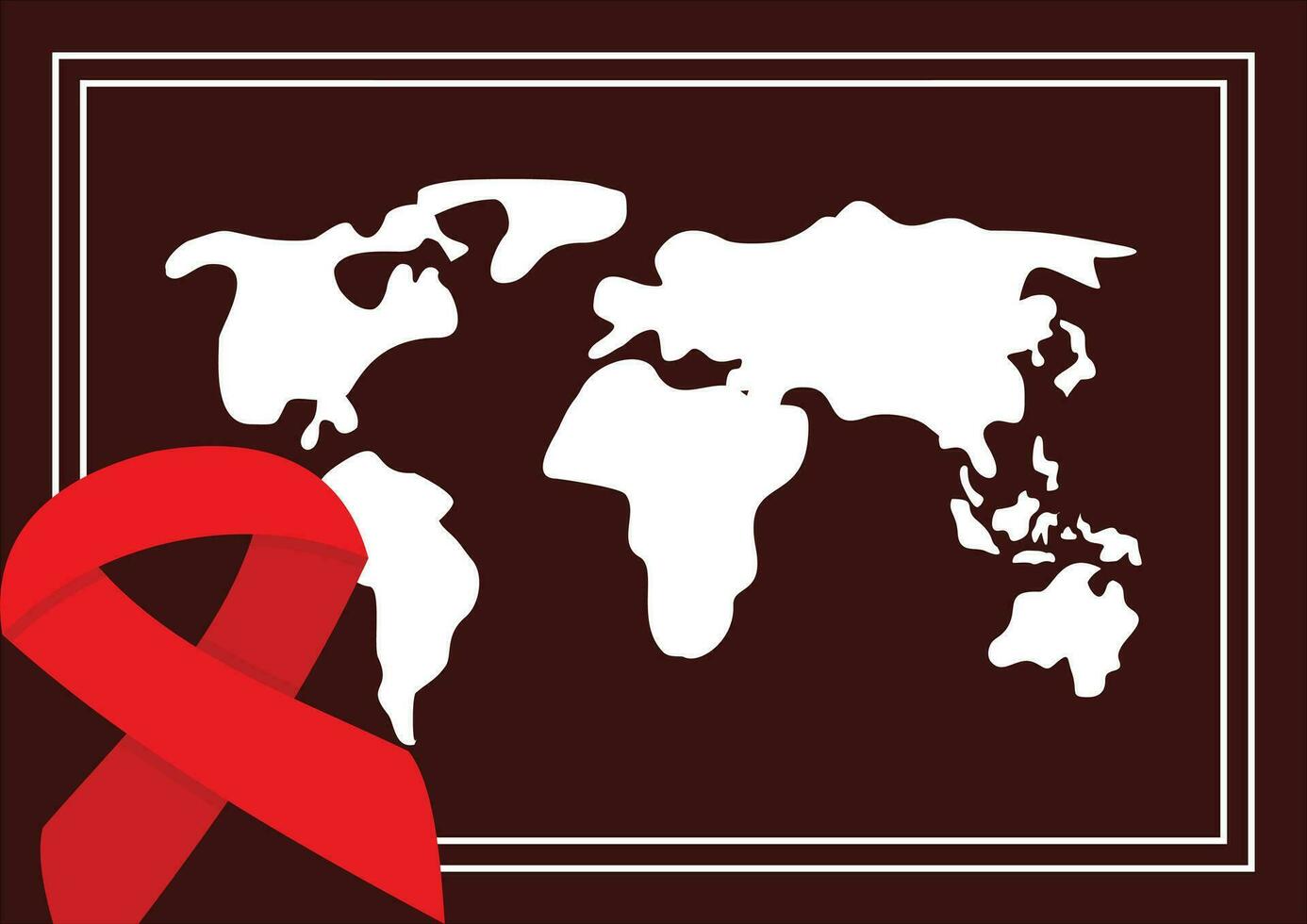 poster frame decoration with aids day symbol ribbon icon, border vector template for banner, flyer, presentation, social media, web.