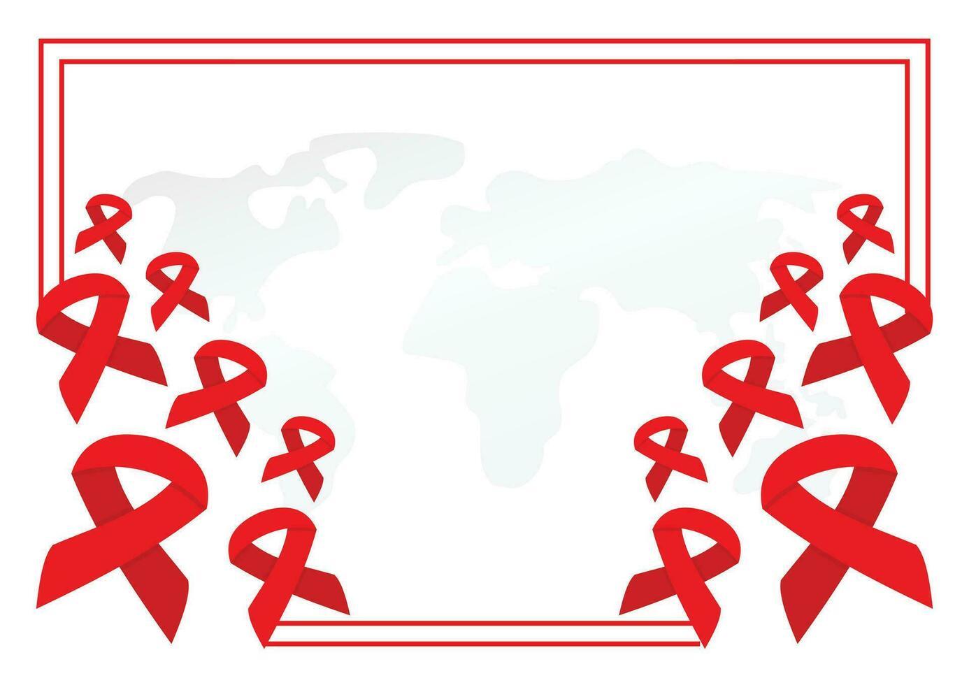 poster frame decoration with aids day symbol ribbon icon, border vector template for banner, flyer, presentation, social media, web.
