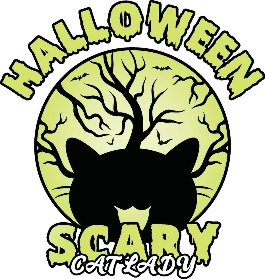 Halloween scary cat halloween scary cat illustration for tshirt vector