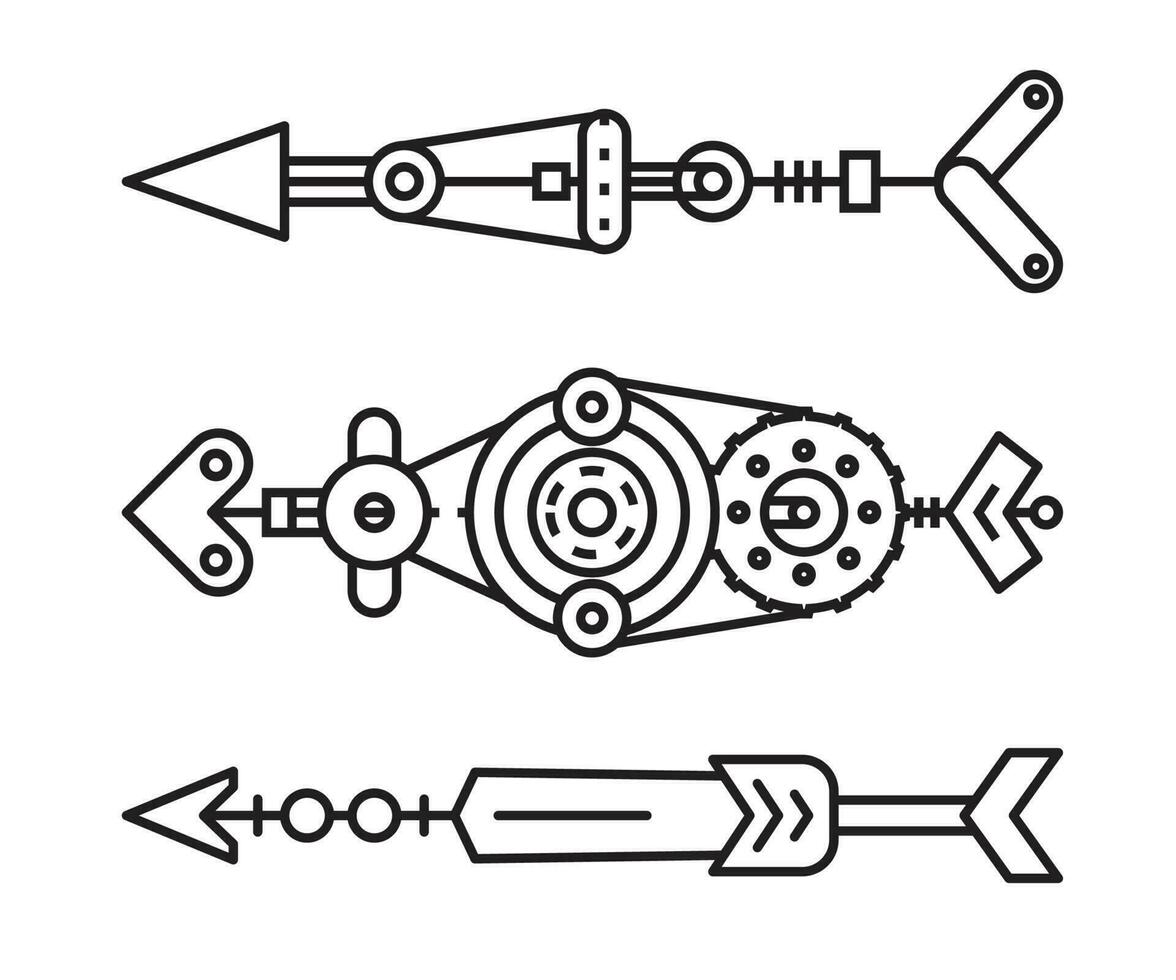flechas arma conjunto línea vector ilustración