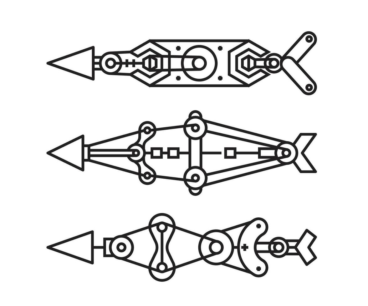 arrows weapon set line vector illustration