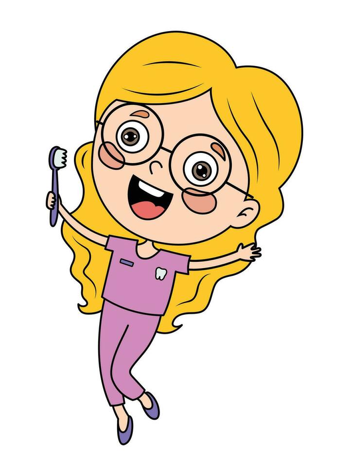 Cute Cartoon Dentist Drawing vector