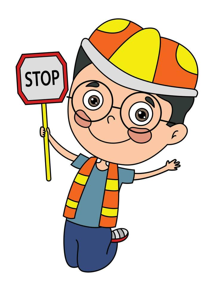 Cute Cartoon Traffic Enforcer Drawing vector