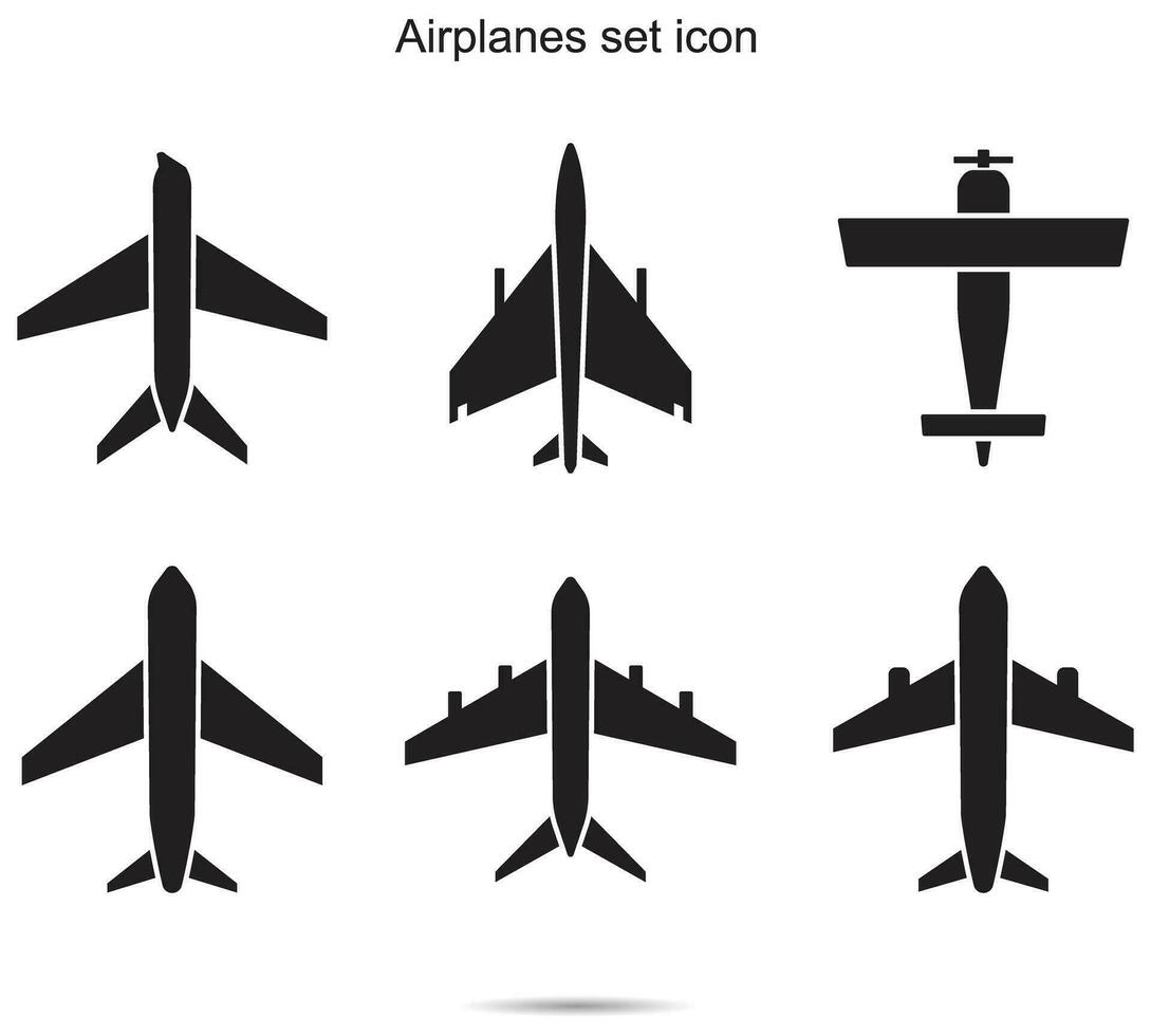 Airplanes set icon vector