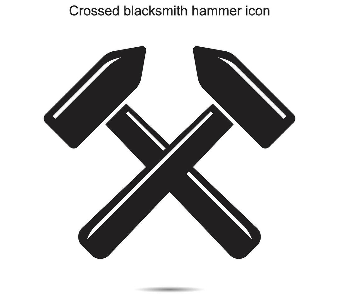Crossed blacksmith hammer icon vector
