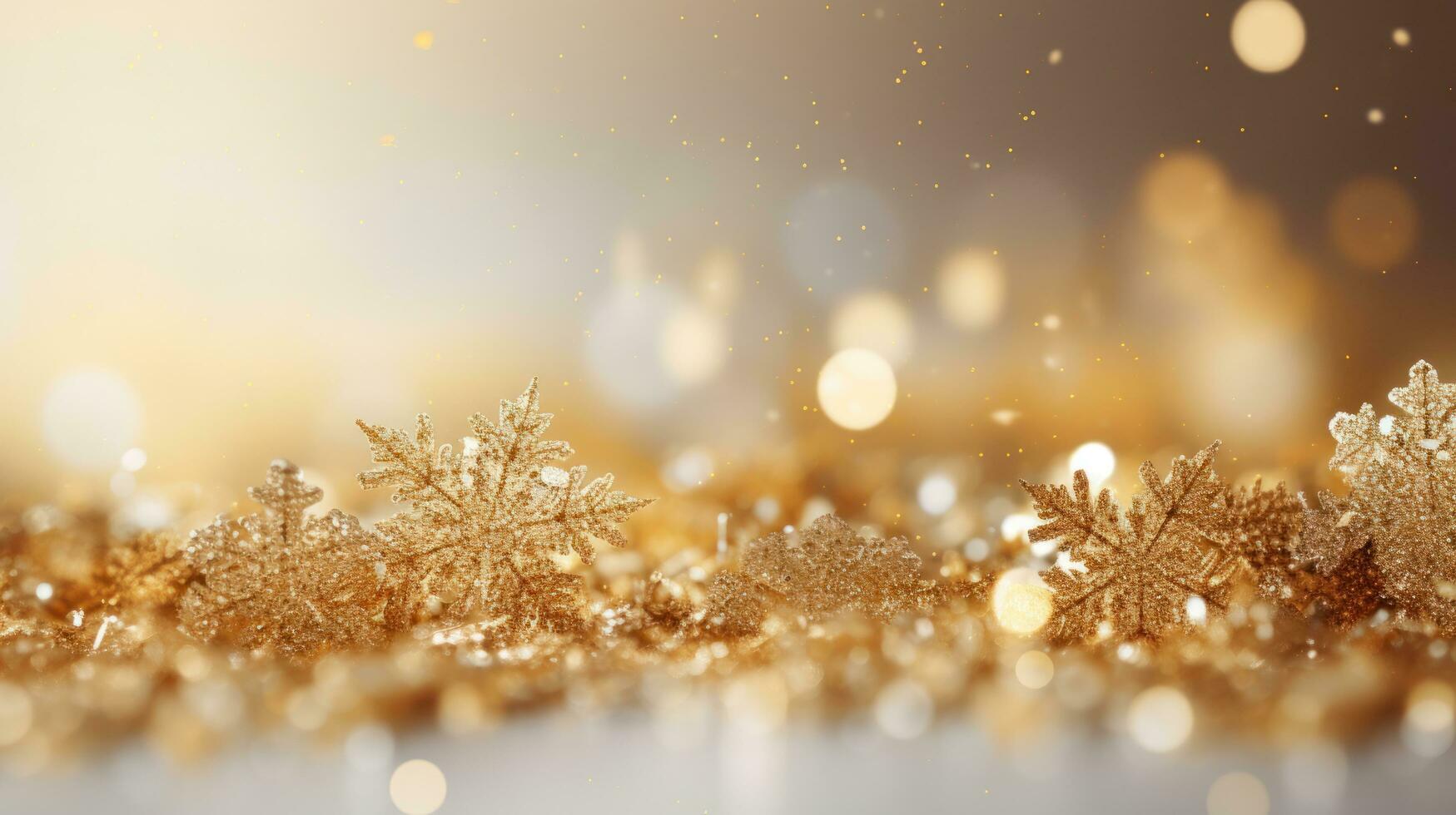 gold snowflakes with copy space photo