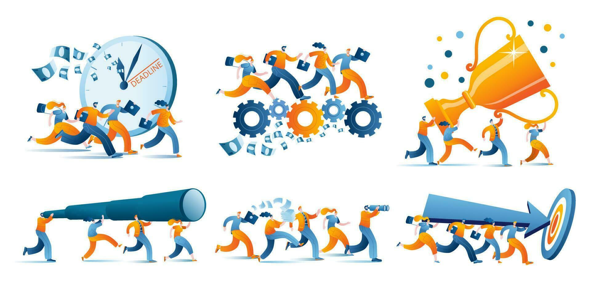 The concept of a vector illustration in a flat style on the theme of teamwork and joint solutions.