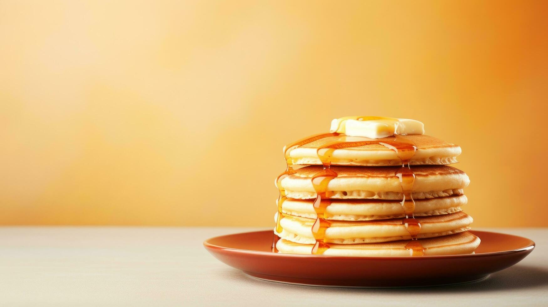 hot pancakes with copy space in the style of minimalist photo