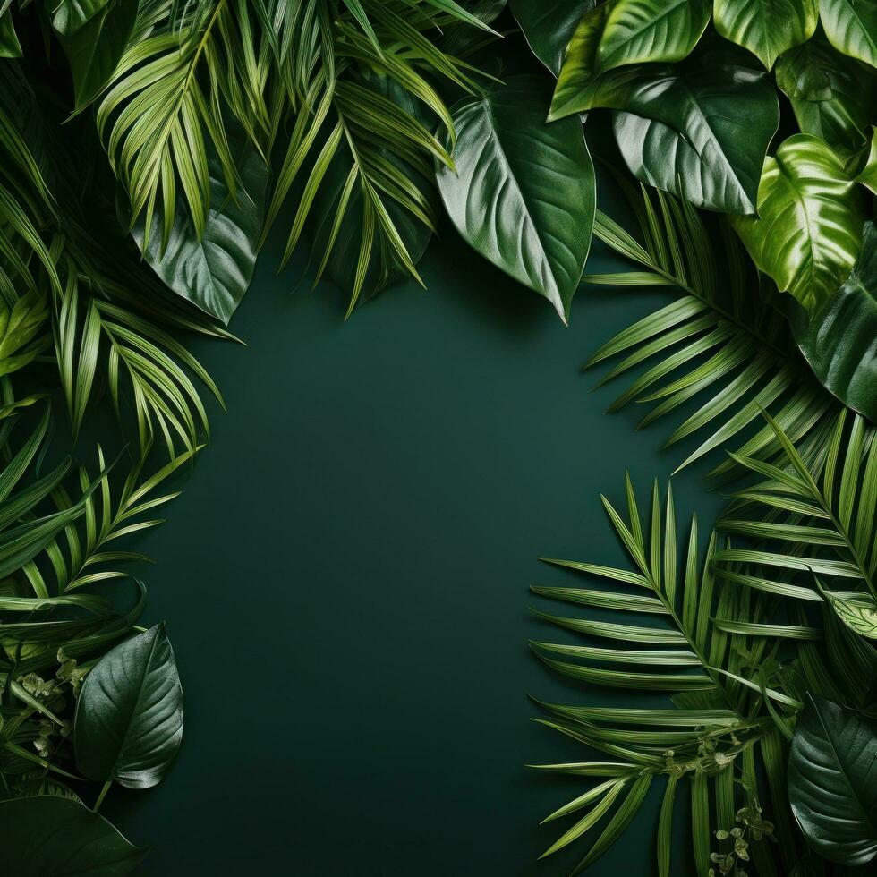 tropical leaves with copy space photo