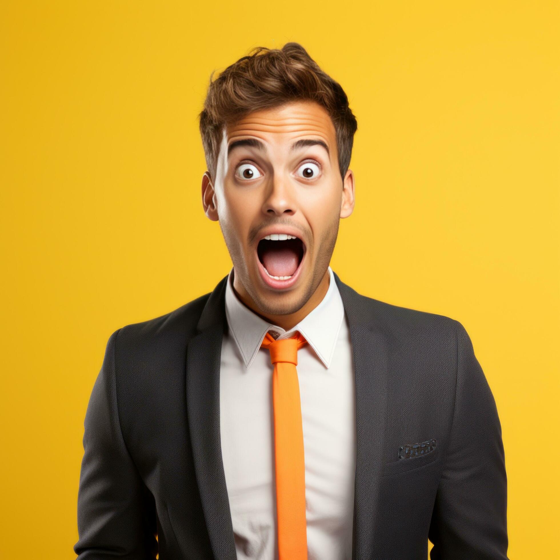 Excited and Surprised Young manager expresses his excitement and