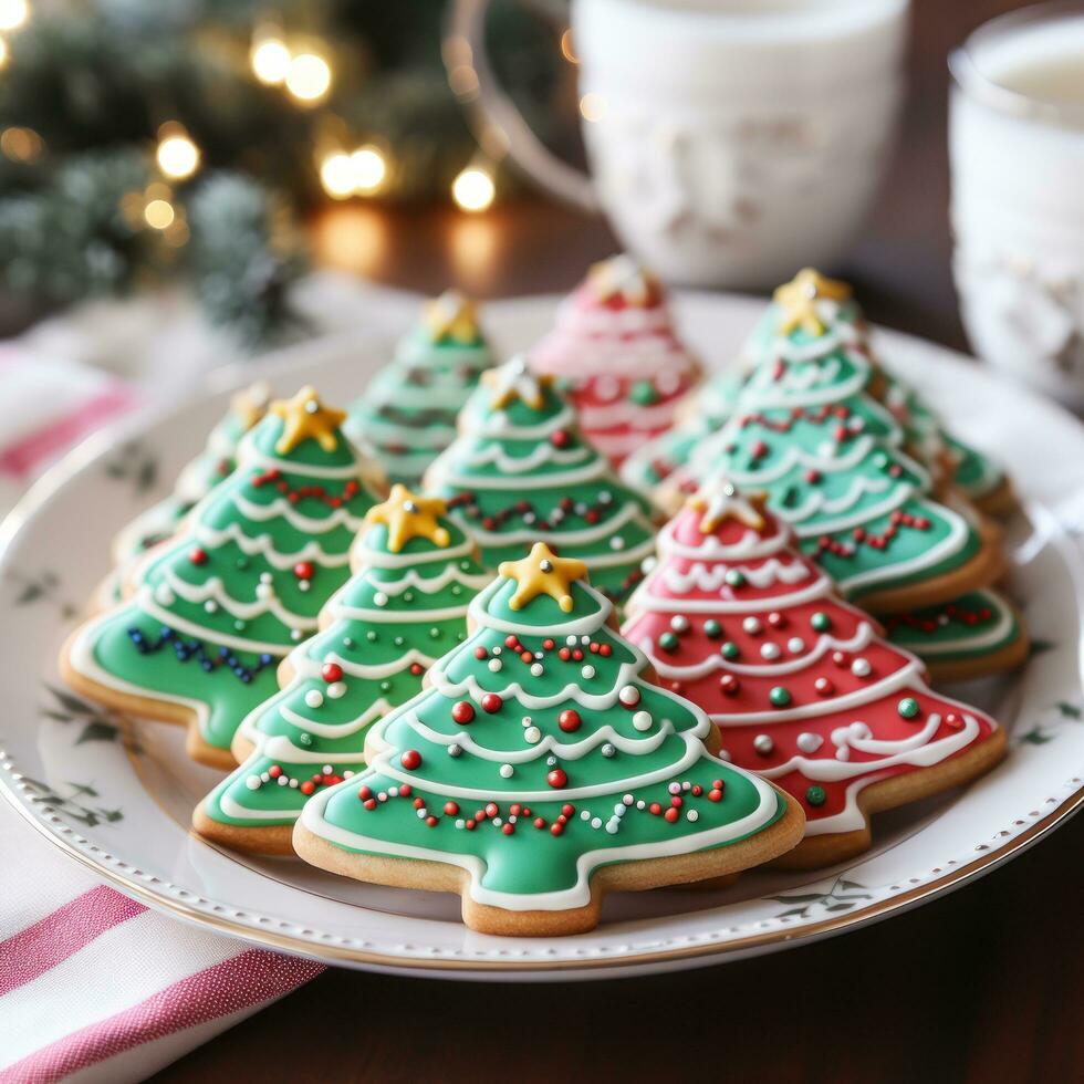 vistoso azúcar galletas conformado me gusta Navidad arboles y reno foto