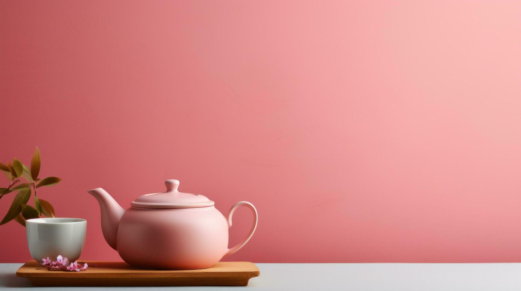 gteen tea with copy space in the style of minimalist backgrounds photo