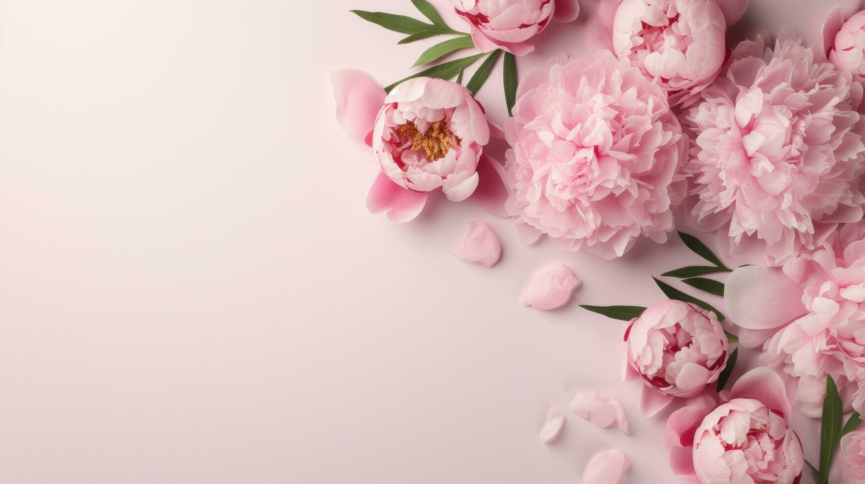 peony flowers with copy space photo