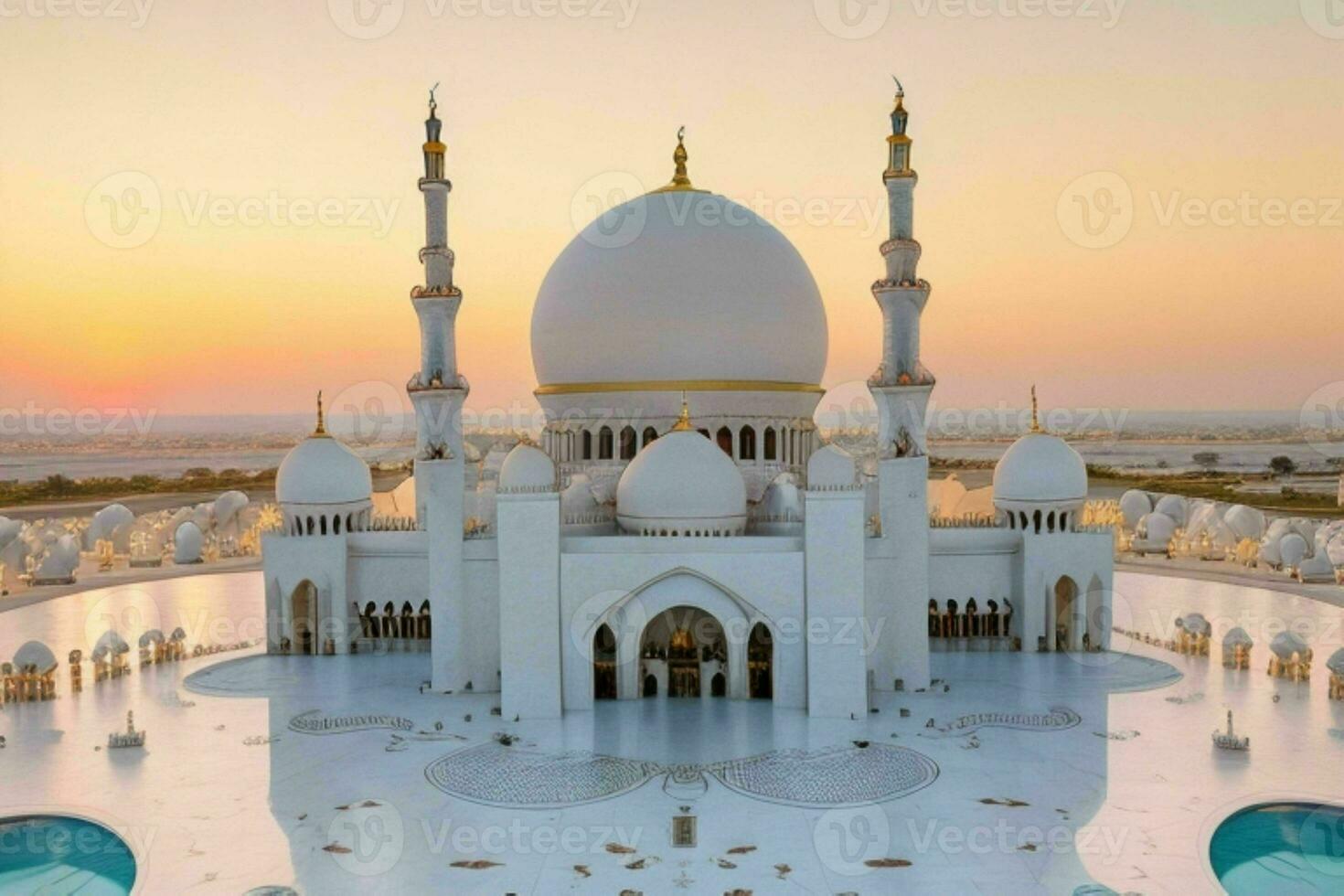 Sheikh Zayed Grand Mosque in Abu Dhabi. background. AI Generative Pro Photo