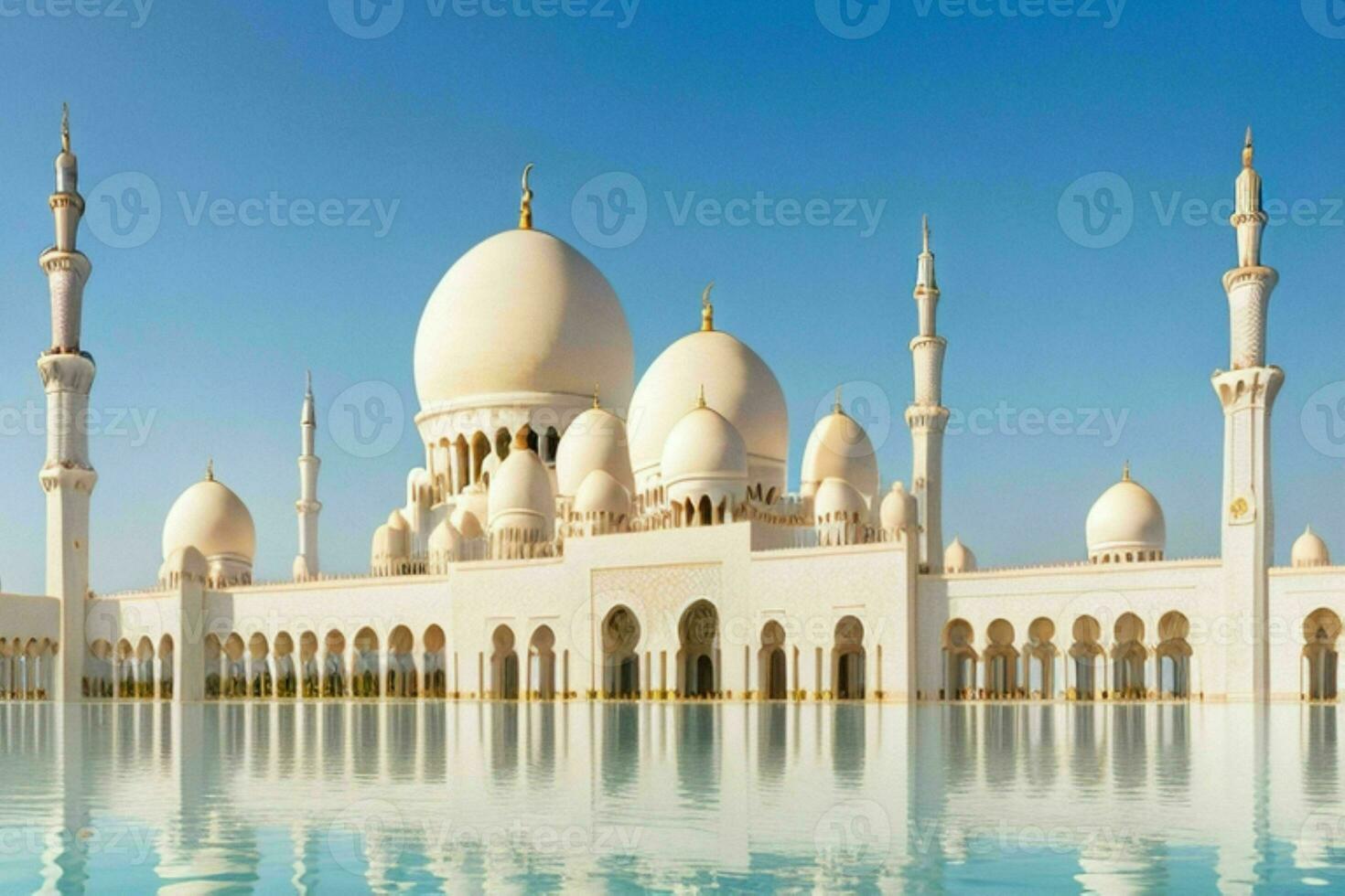 Sheikh Zayed Grand Mosque in Abu Dhabi. background. AI Generative Pro Photo