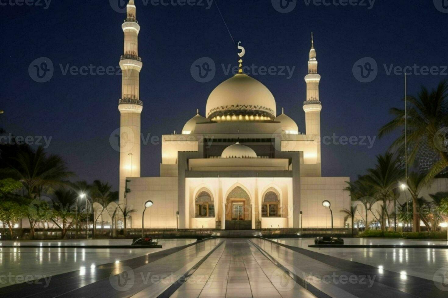 mosque istiqlal jakarta. background. AI Generative Pro Photo