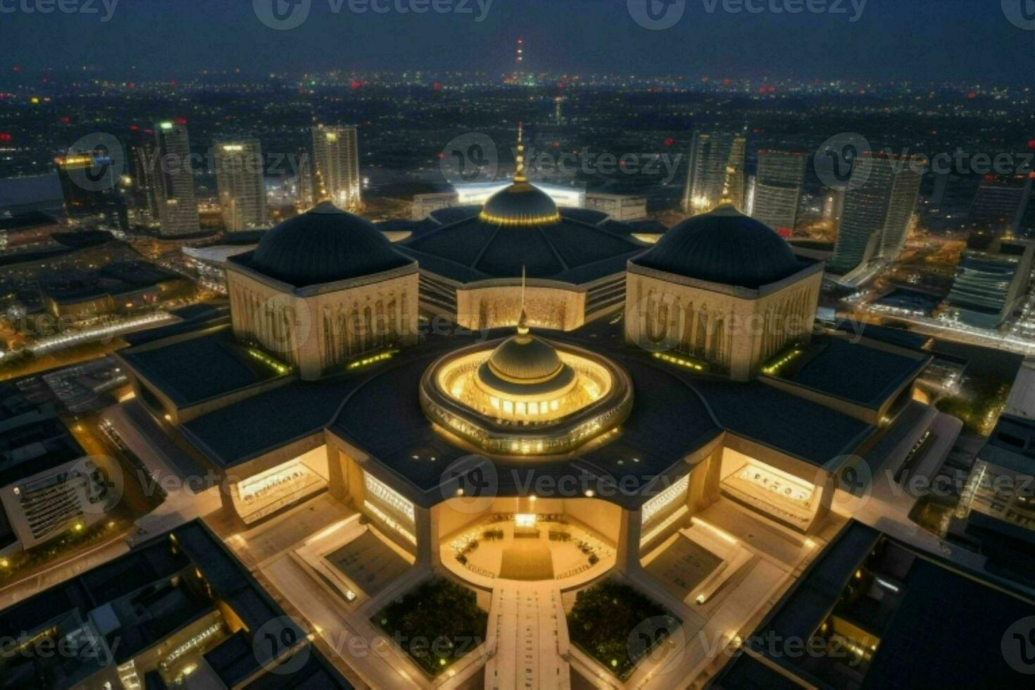 mosque istiqlal jakarta. background. AI Generative Pro Photo