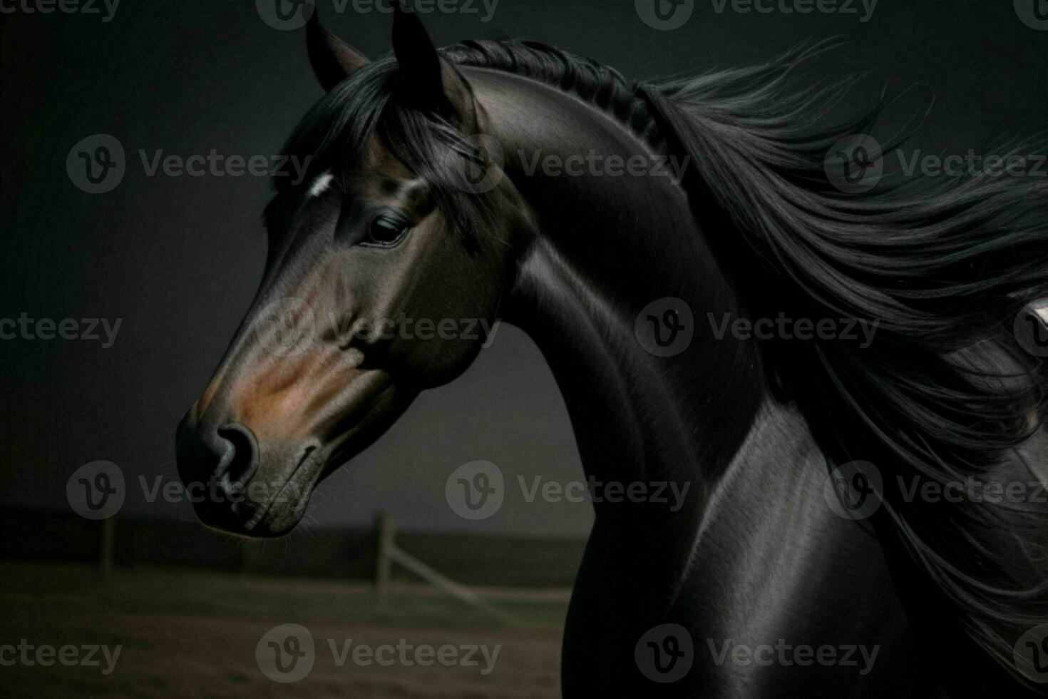 close up horse on blurry background. AI Generative Pro Photo