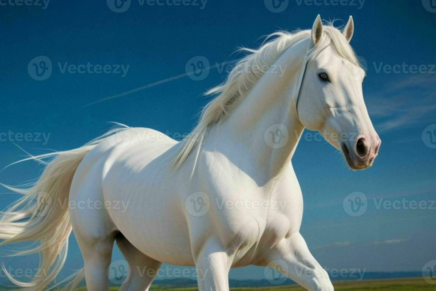 close up horse on blurry background. AI Generative Pro Photo
