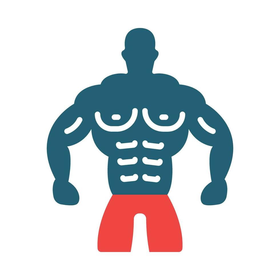 Muscle Man Vector Glyph Two Color Icon For Personal And Commercial Use.