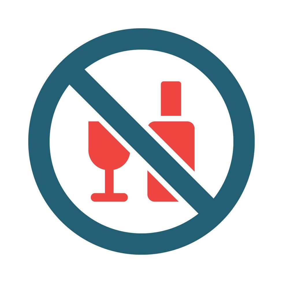 No Alcohol Vector Glyph Two Color Icon For Personal And Commercial Use.