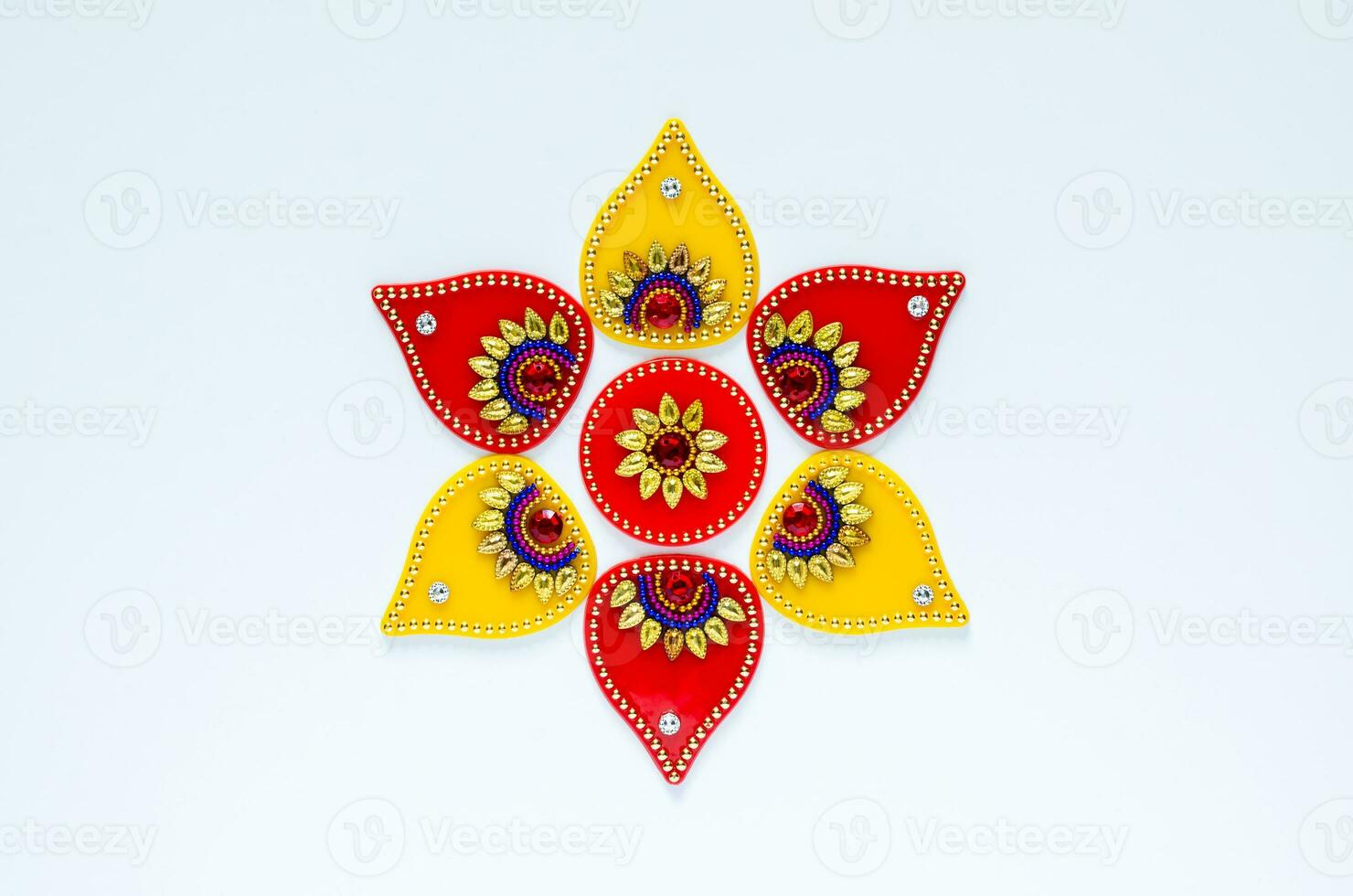 Diwali festival decorative object that can put with diwa lamp for decoration on white background. photo