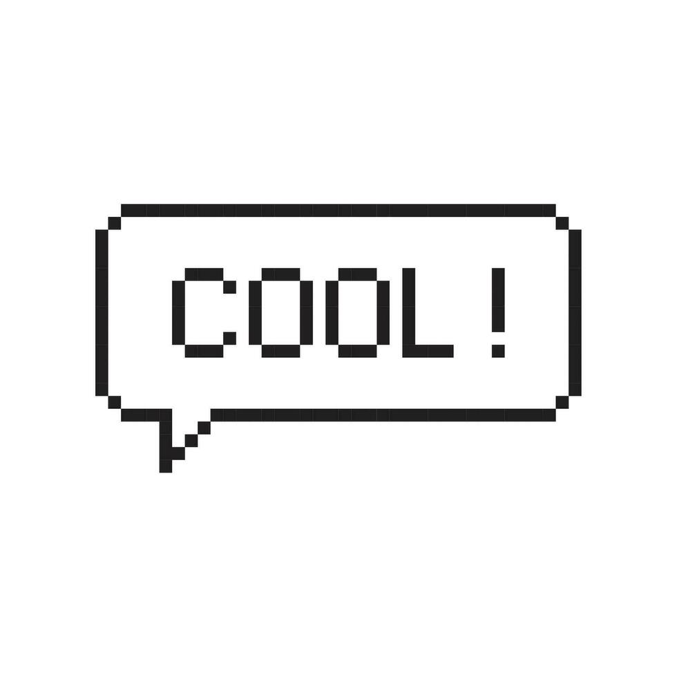 Cool pixel art lettering typography in speech bubble. vector