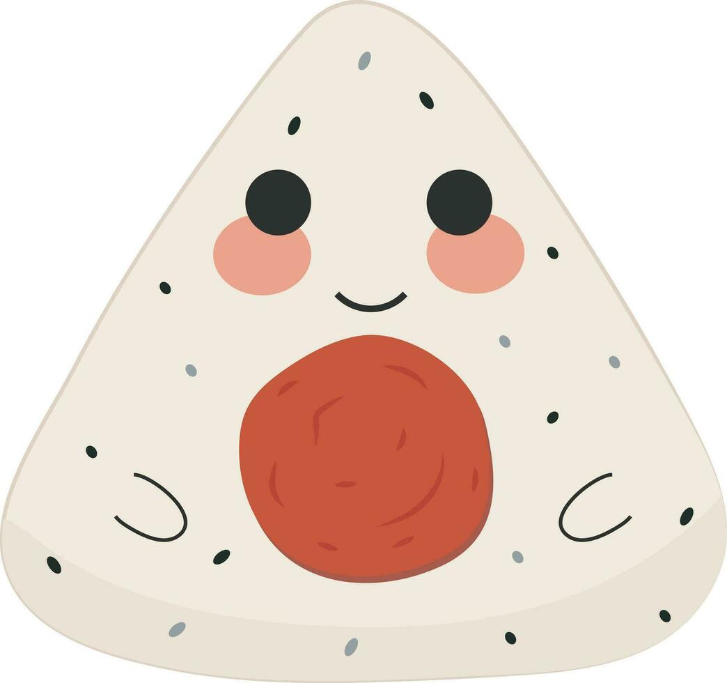 Cute Japanese Onigiri Rice Ball Cuisine Illustration Graphic Element Art Card vector
