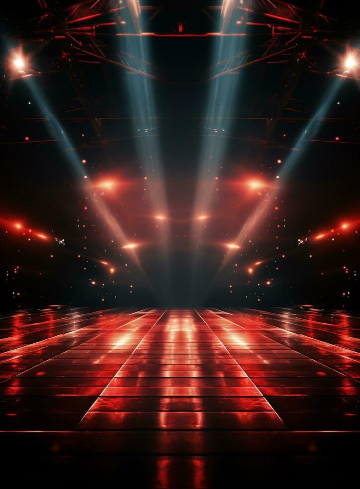 Ai Generative Backdrop Red Spotlights For Flyers, Banner and Backgrounds realistic image ultra hd high design photo