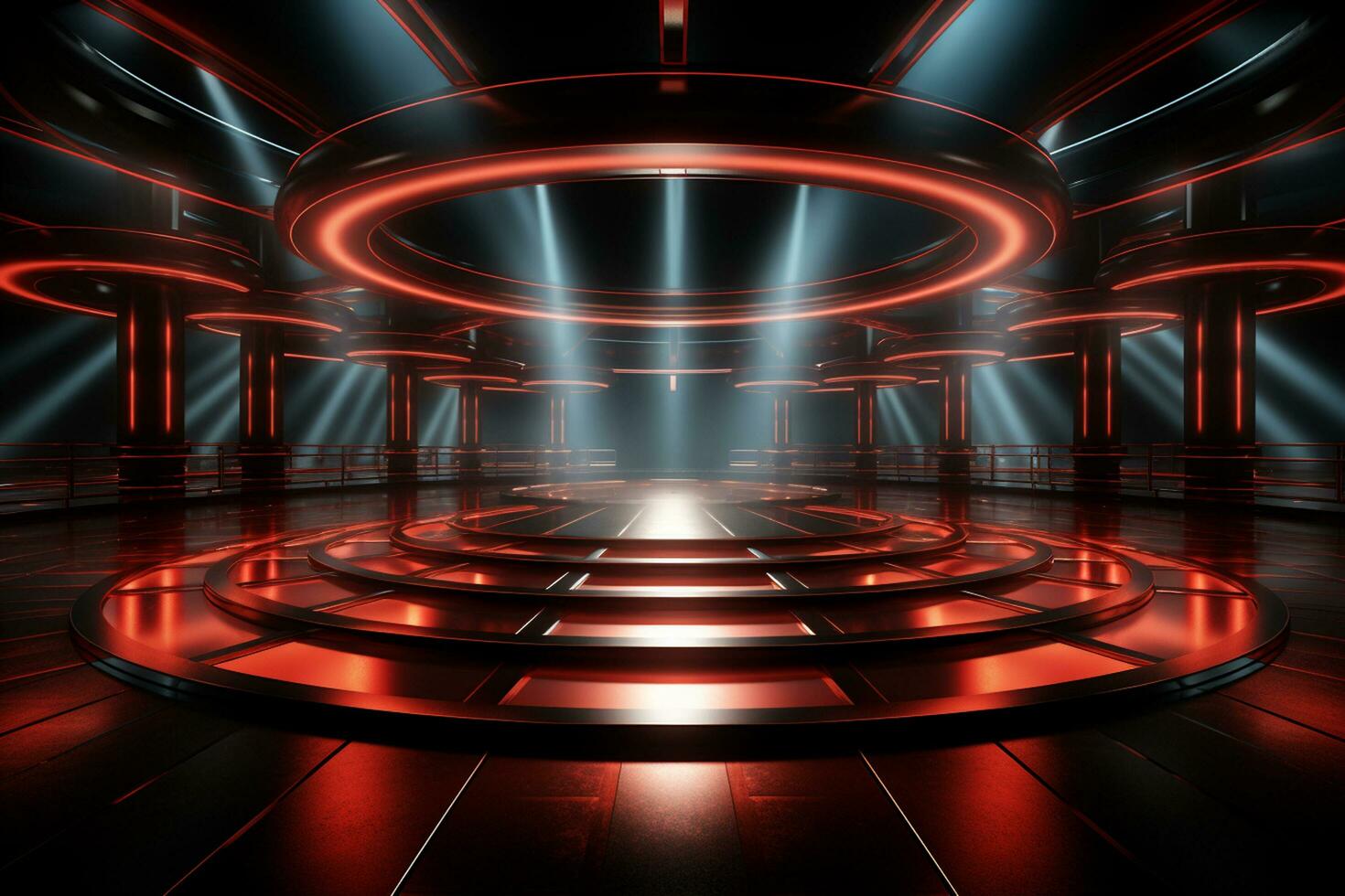 Ai Generaitve Backdrop With Illumination Of Red Spotlights For Flyers realistic image ultra hd high design photo