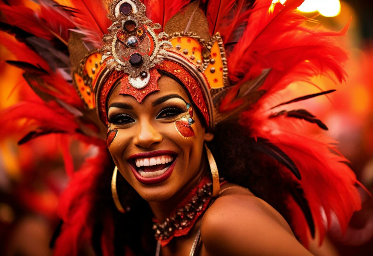 Ai Generative A vibrant collection of images capturing the energy and excitement of Brazil's carnival and samba culture from colorful costumes and masks photo