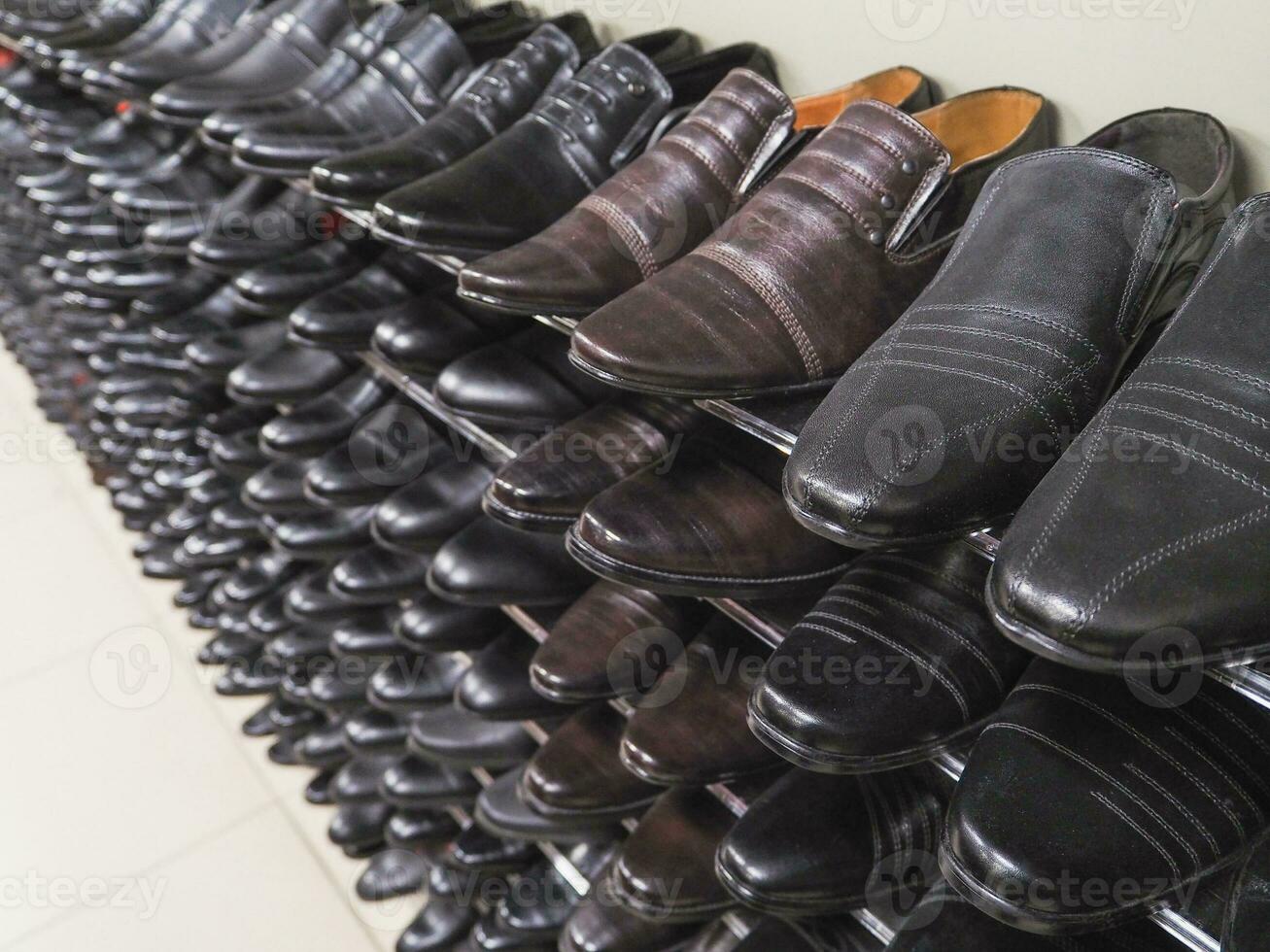 Shoes on the counter, shoe store. photo